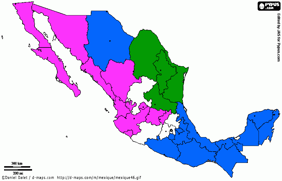 1 MAPA DE LA REPUBLICA MEXICANA para colorear