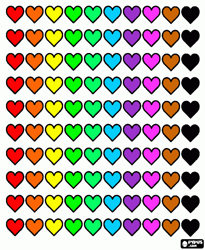 100corazones para colorear