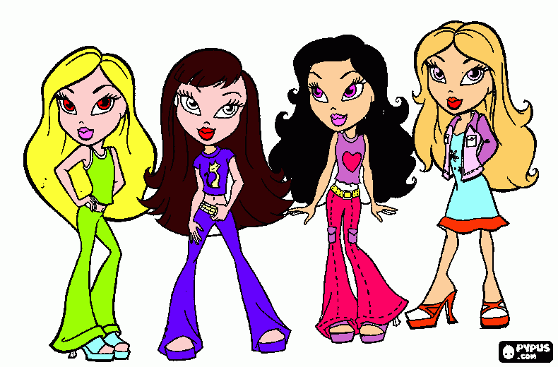 4 bratz para colorear