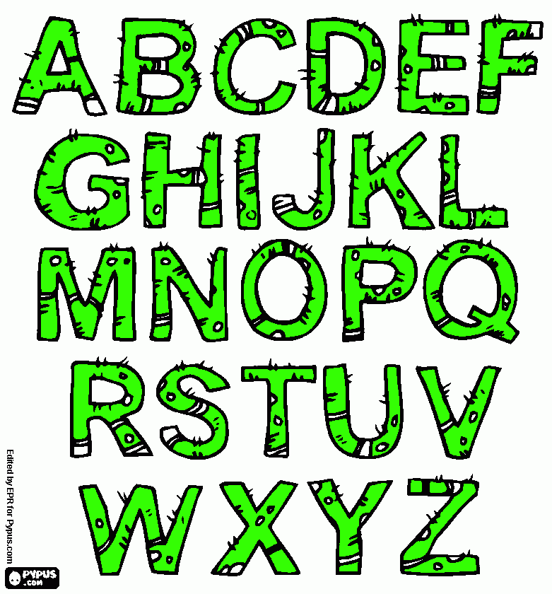 abecedario con letras cactus para colorear