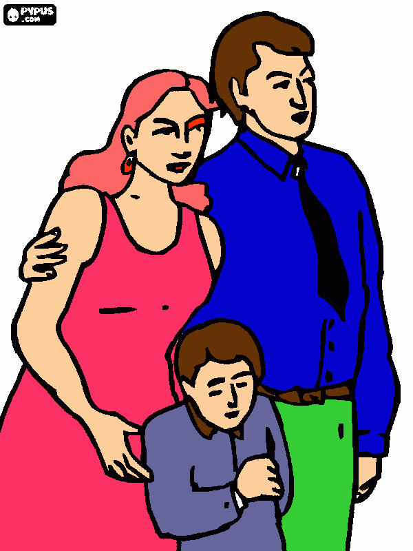 abrazo en familia para colorear