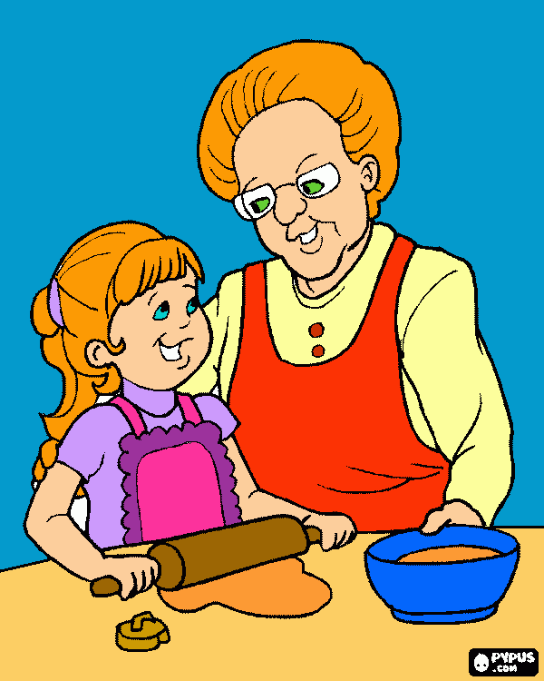 abuela y ñeta para colorear