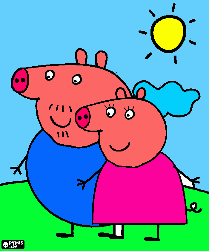 Abuelos de Peppa para colorear