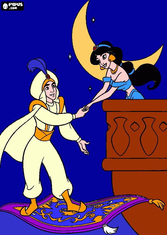 aladdin para colorear