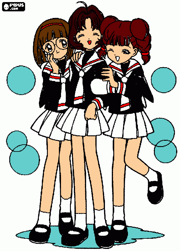 amigas de sakura para colorear