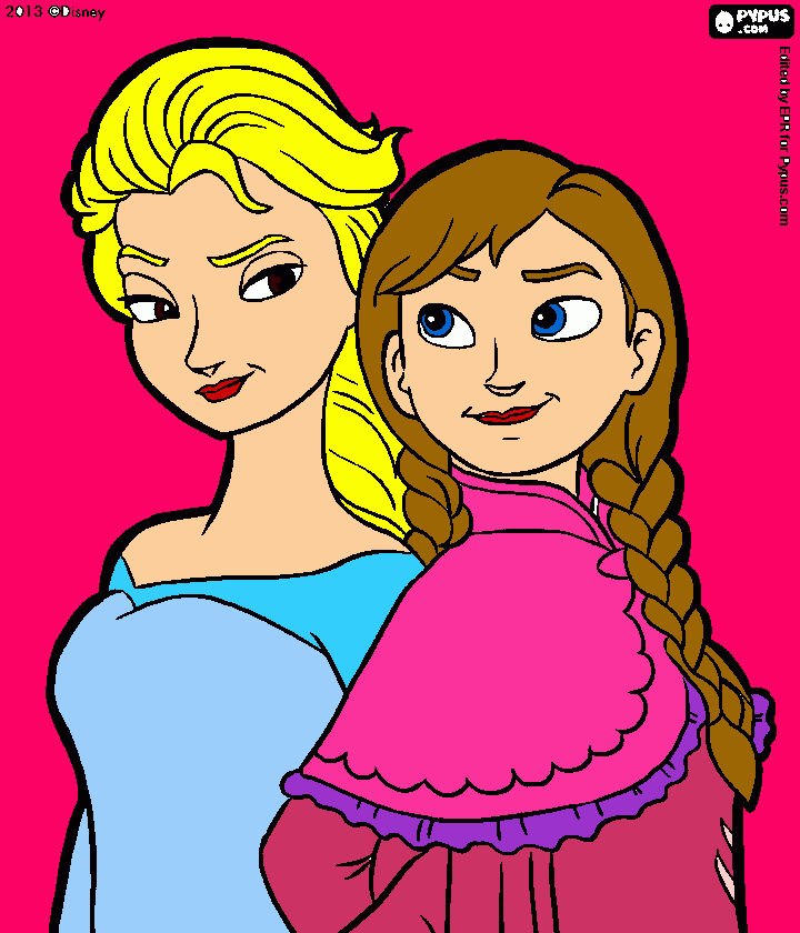 ana y elsa frouzen para colorear