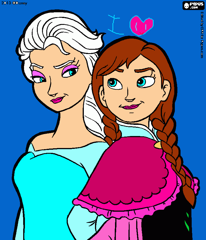 ana y elsa mejores ermanas para colorear