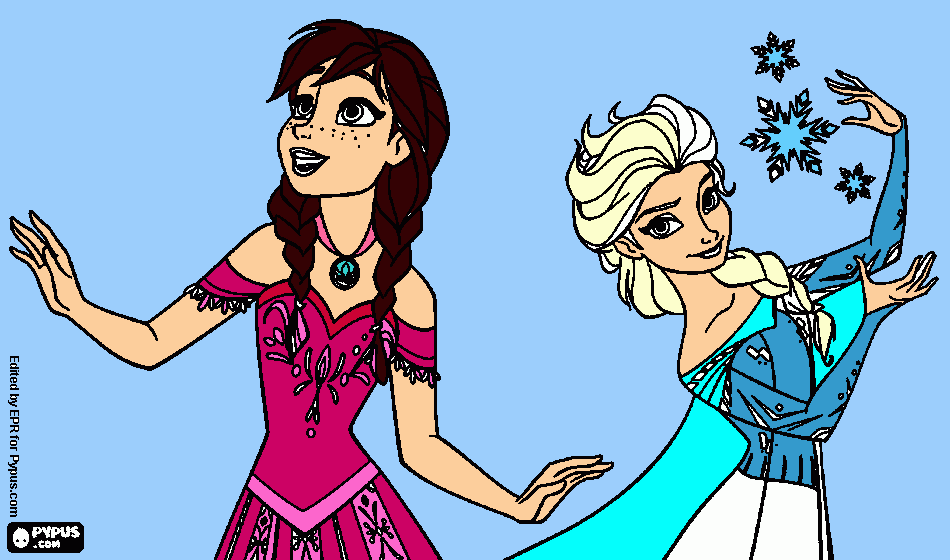 Ana y Elsa. para colorear