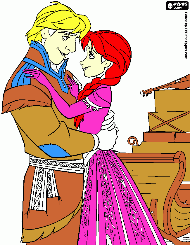 Ana y Kristoffer para colorear