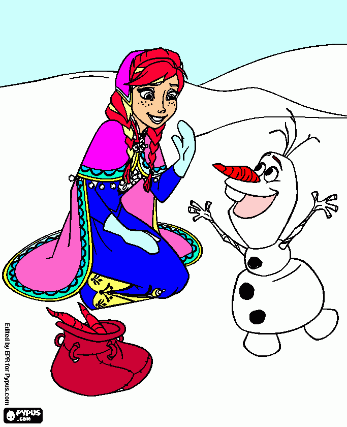 ana y olaf para colorear