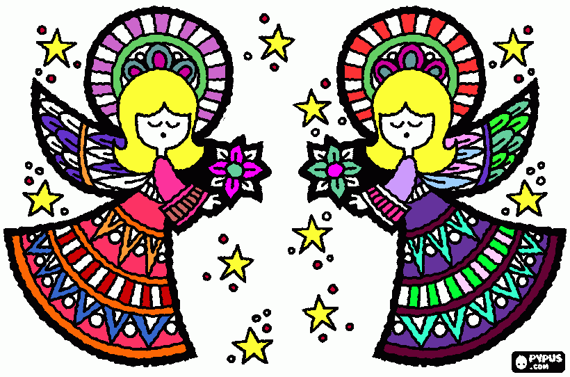 angeles navideños para colorear
