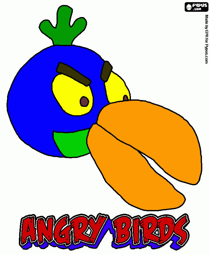 angry bird azul para colorear