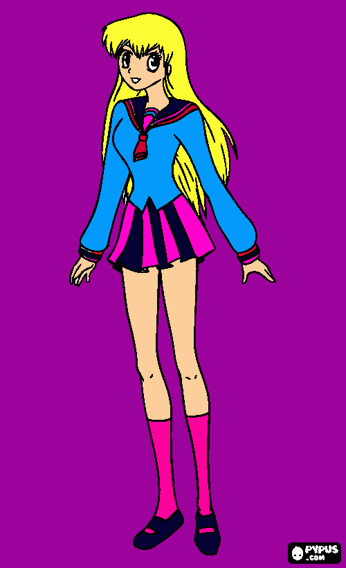 anime girl marinera para colorear