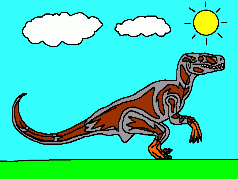 aquí tenemos a un velociraptor para colorear