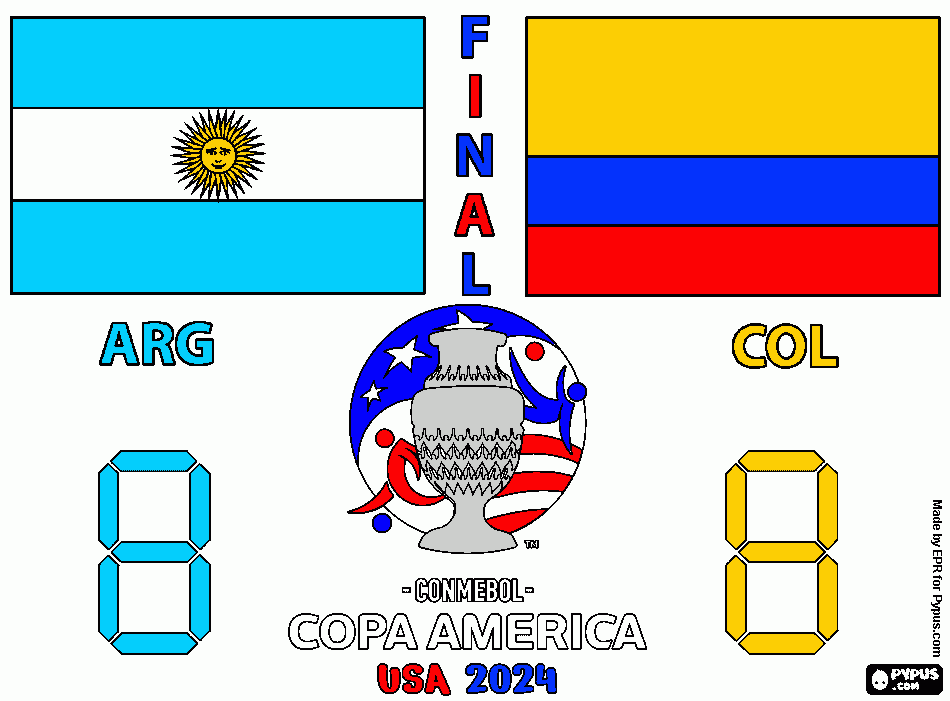 Argentina vs Colombia para colorear