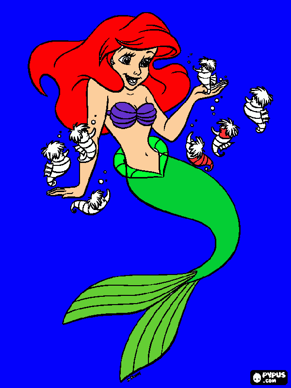 ariel  y  sus  amigitos  los  caballos  de  mar para colorear