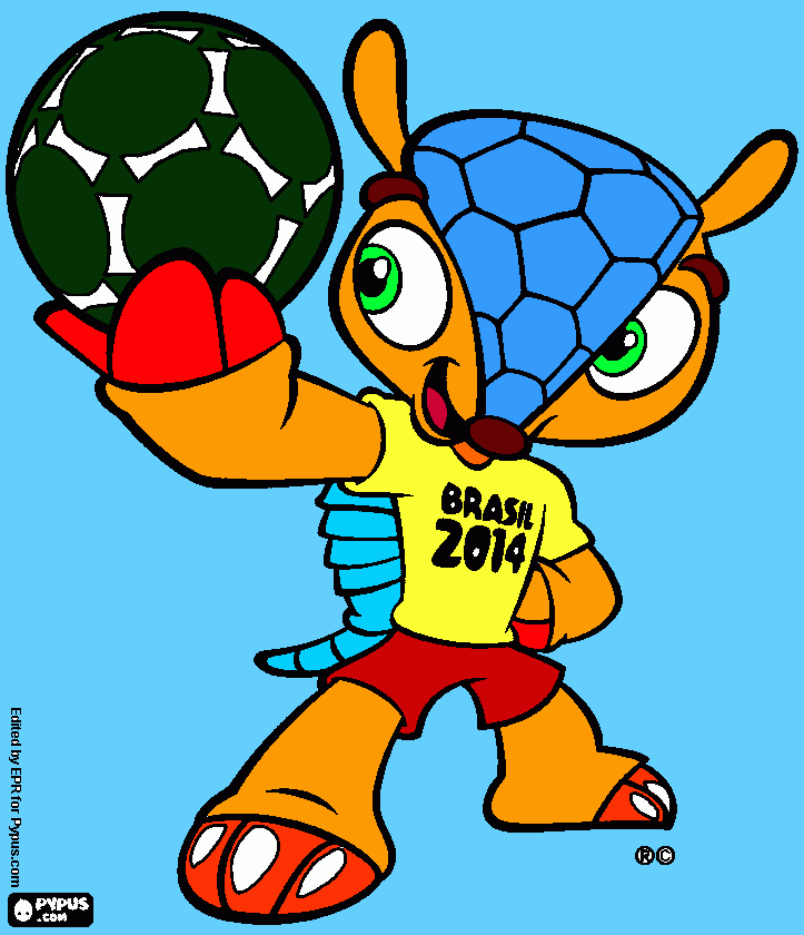 Armadillo Mascota oficial Mundial 2014 para colorear