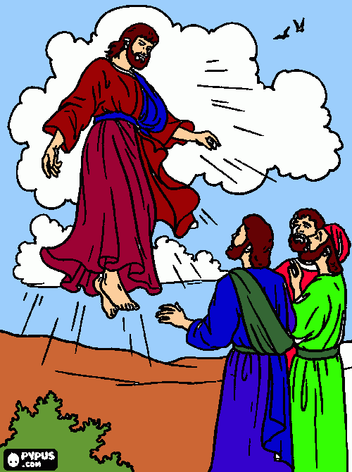 Ascención de Jesús para colorear