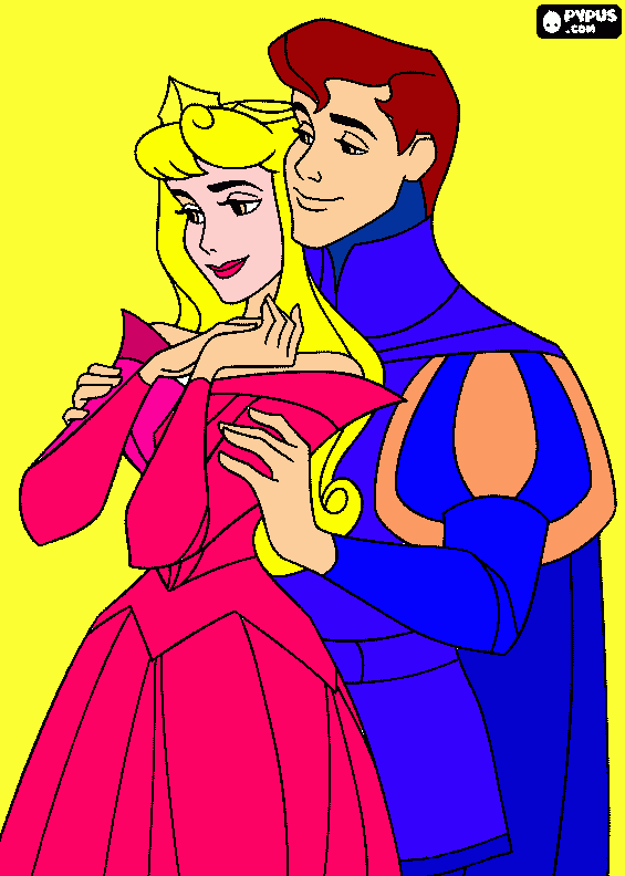 aurora y felipe para colorear