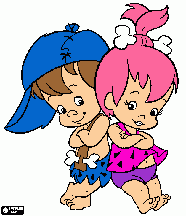 BAM BAM Y PEBBLES para colorear