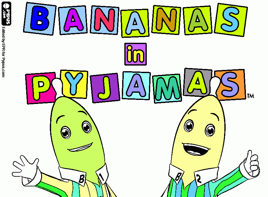 BANANAS Y  PIJAMA para colorear