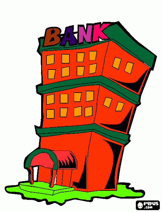 bank para colorear, bank para imprimir