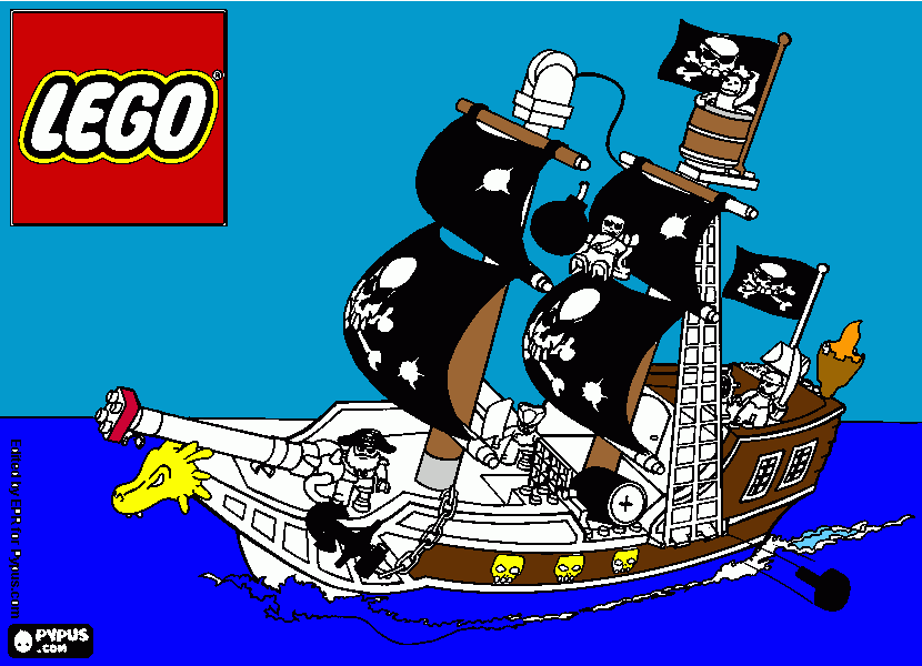 barco pirata lego para colorear