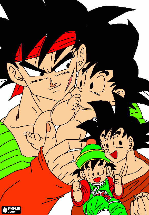 bardock goku pequeño son goku y gohan para colorear