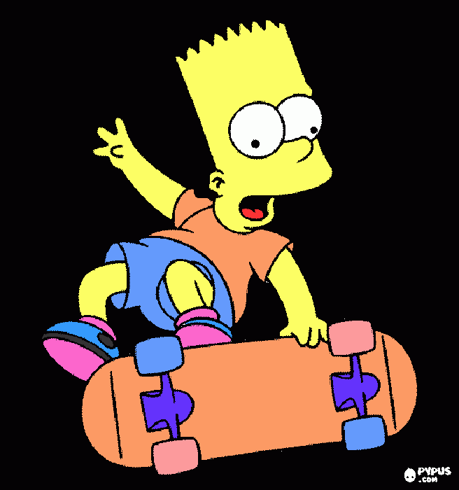 bart andando en patineta para colorear