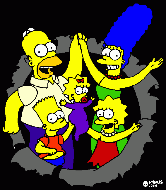 Bart, Homero, Lisa, Magie, Marsh para colorear