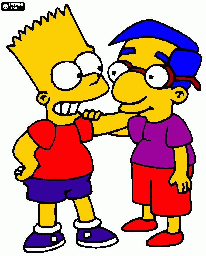 Bart Simpon y Milhouse para colorear