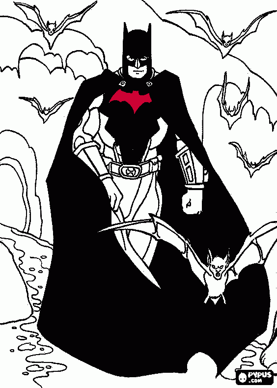 batman con su traje rojo para colorear