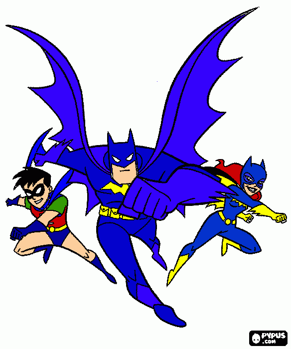 batman, ribin y batgirl - carlos para colorear