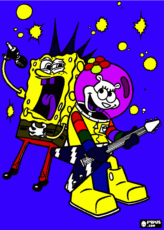 bob esponja y arenita de luis para colorear