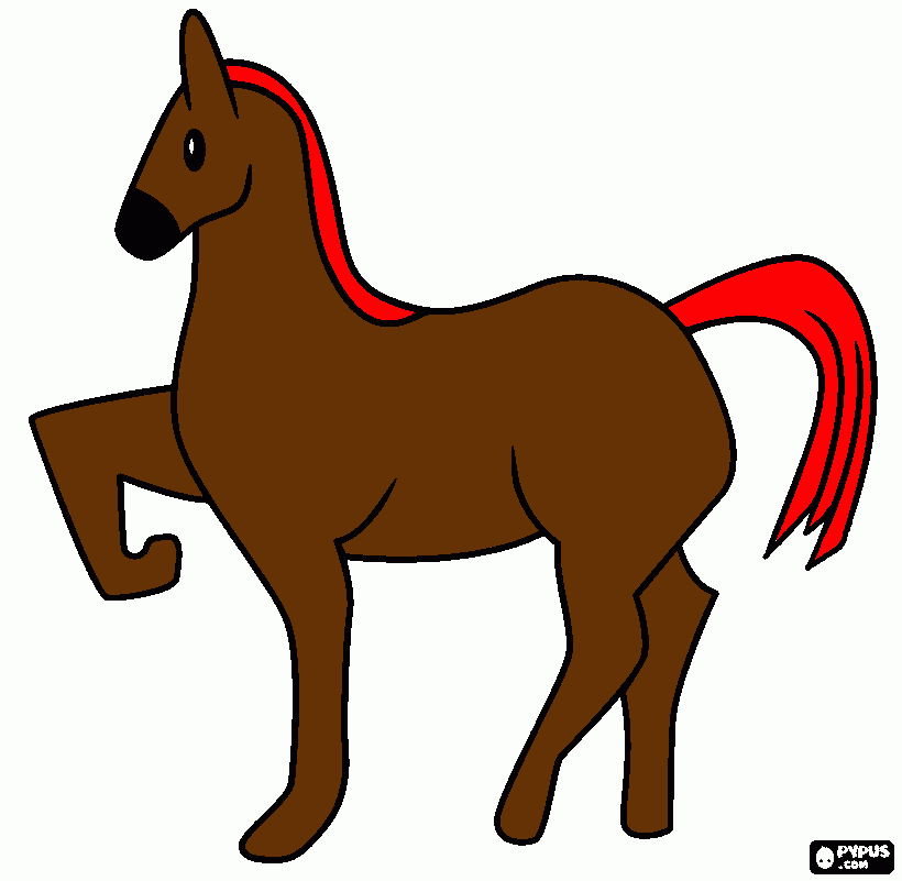 caballo cafe cabello rojo para colorear