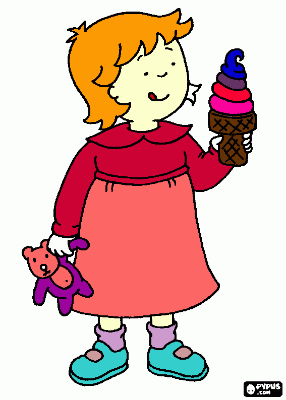 caillou rosi para colorear