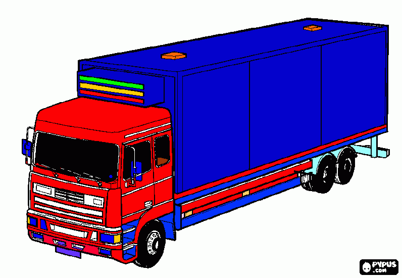 camion rojo para colorear