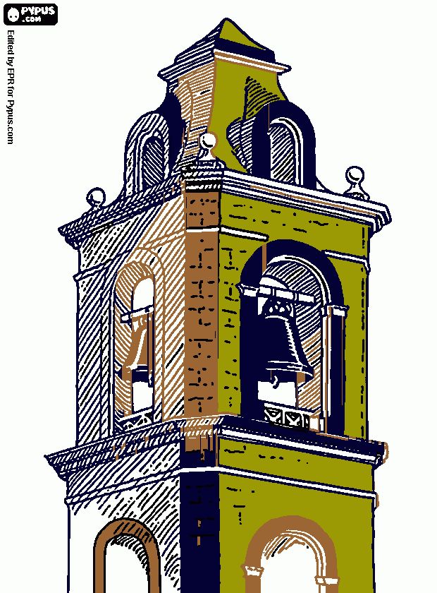 Campanario de una Iglesia - Hola desde Espana! para colorear