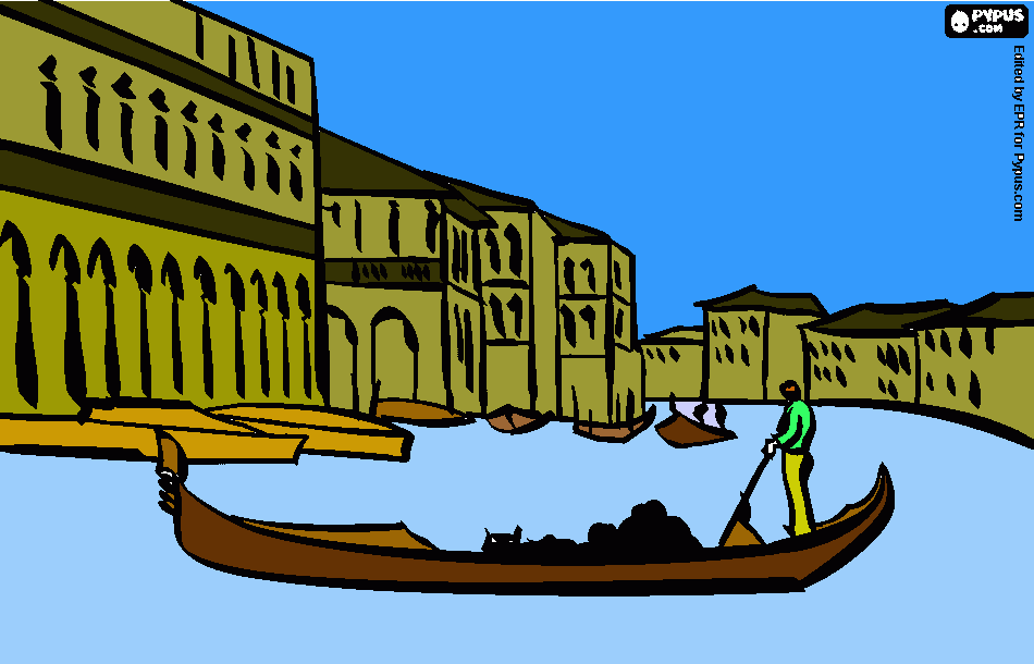 Canales y Gondolas de Venecia para colorear