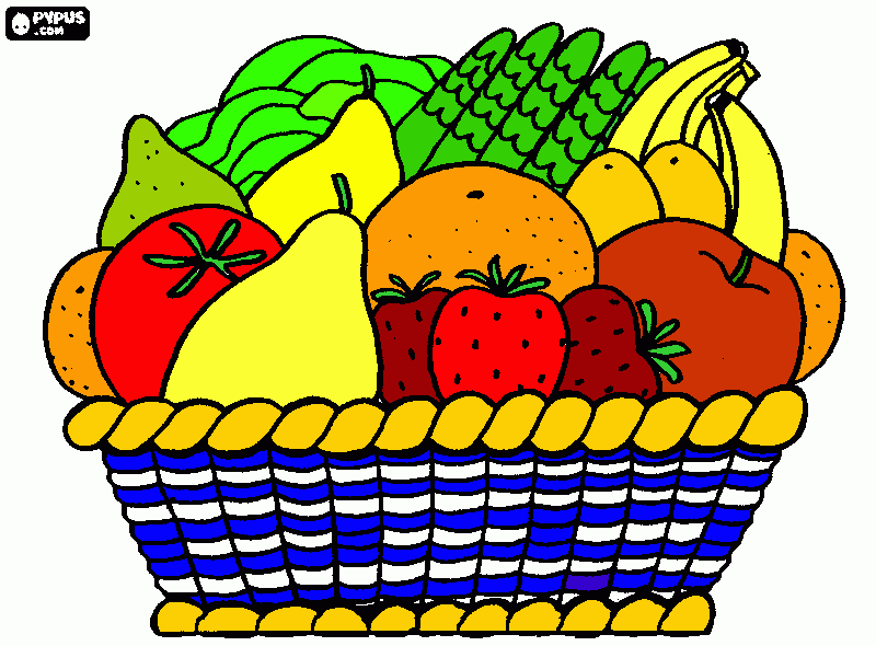 canasta de vegetales para colorear