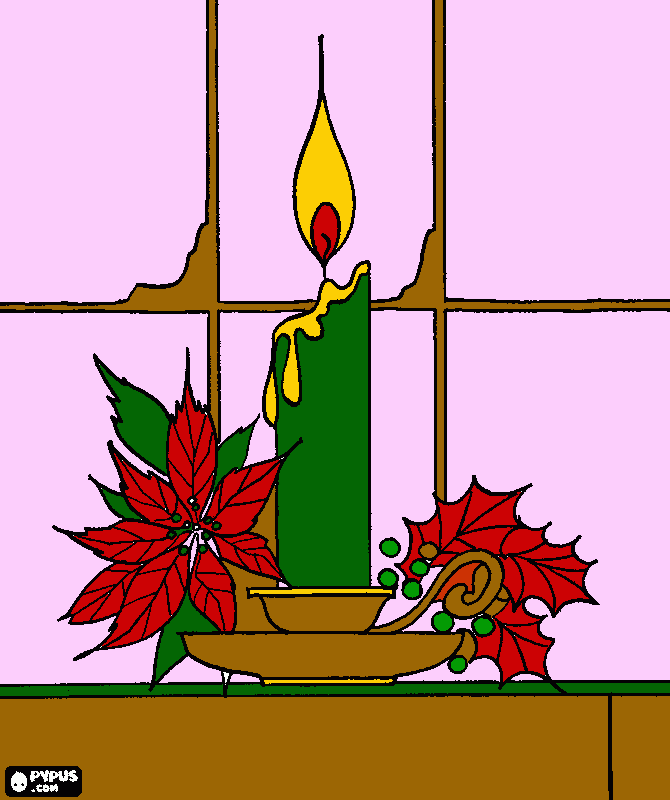 Candela de Navidad en Porta velas para colorear