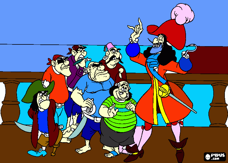 capitan garfio y su tripulacion para colorear