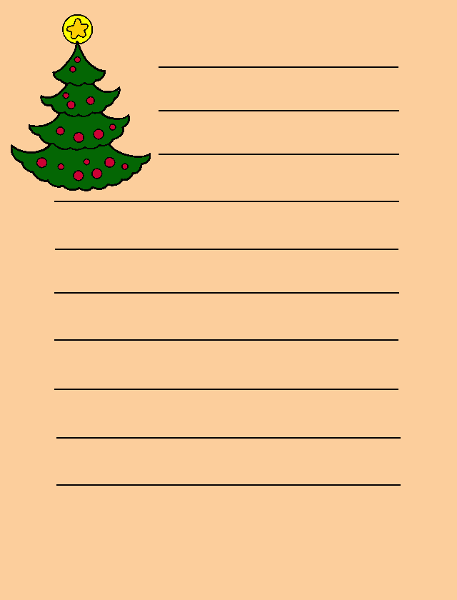 carta del pino de navidad para colorear