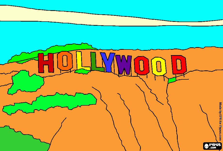 cartel de hollywood para colorear