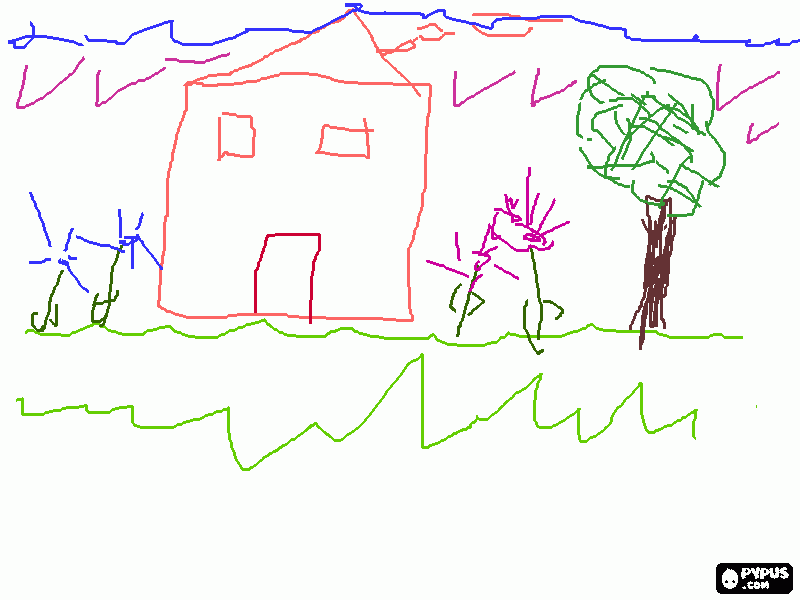 casa con jardin para colorear