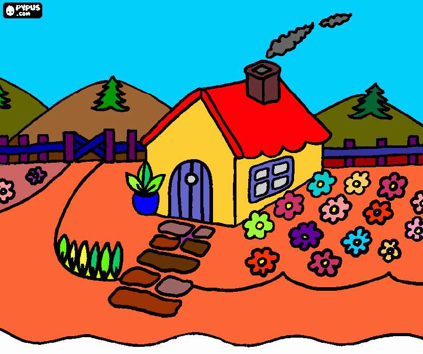 casa de campo para colorear