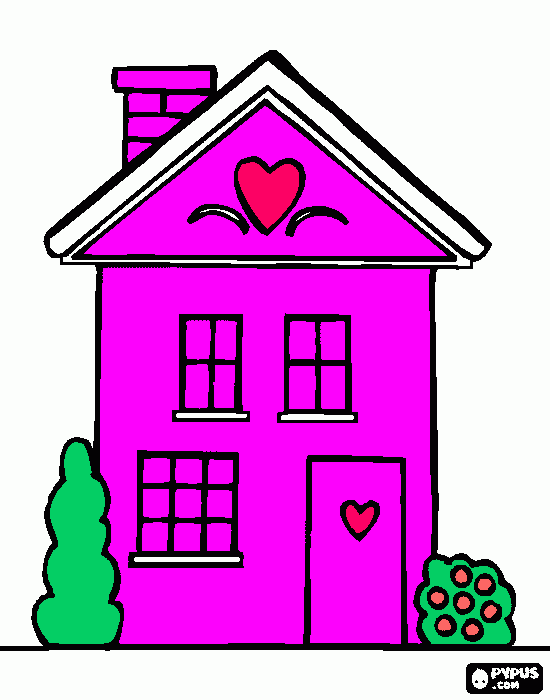 casa de corazon para colorear