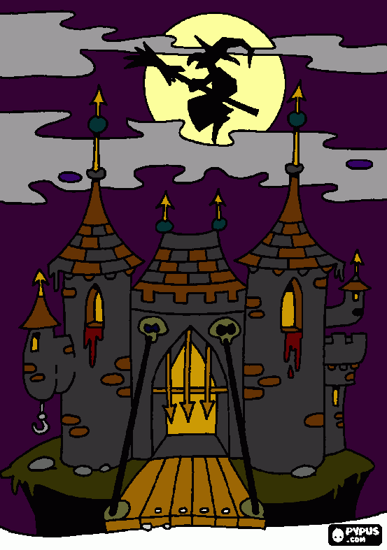 casa encantada halloween  para colorear