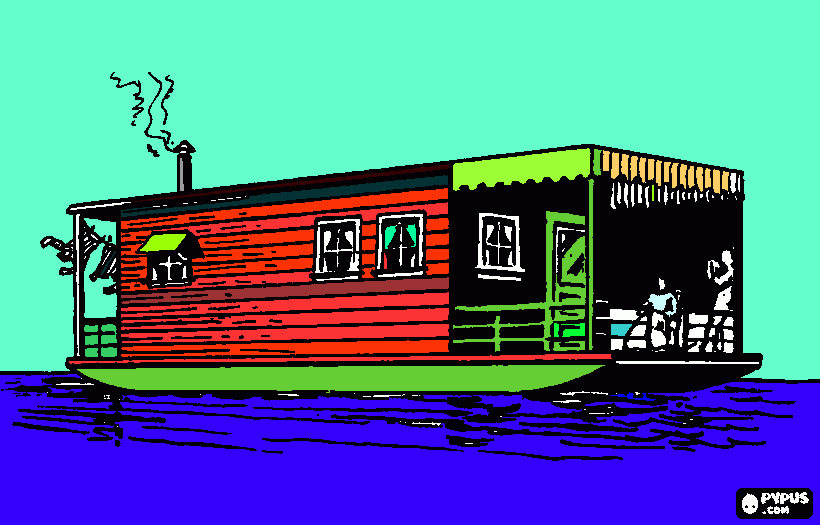 casa flotante para colorear