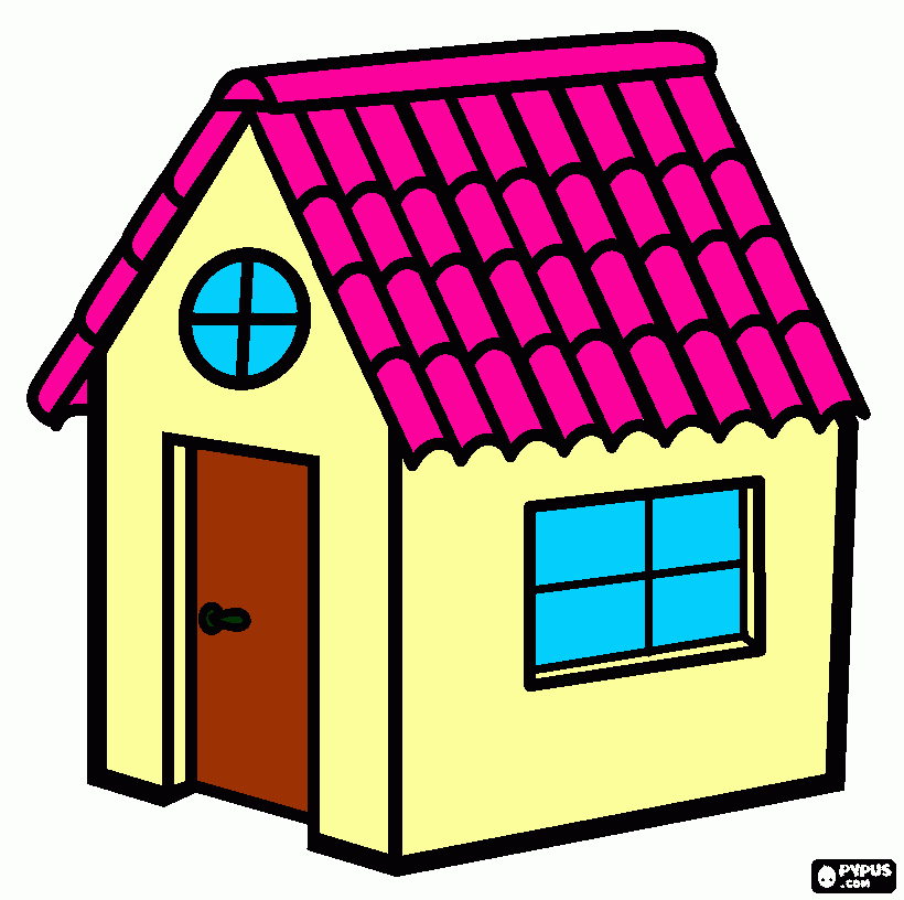 casa fucsia para colorear